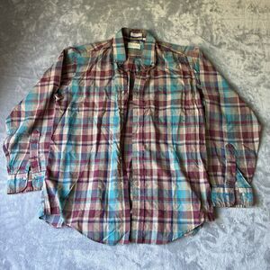 Vintage 80s Plaid Shirt Mens L Rosenberg Made in USA Single Needle Tailoring